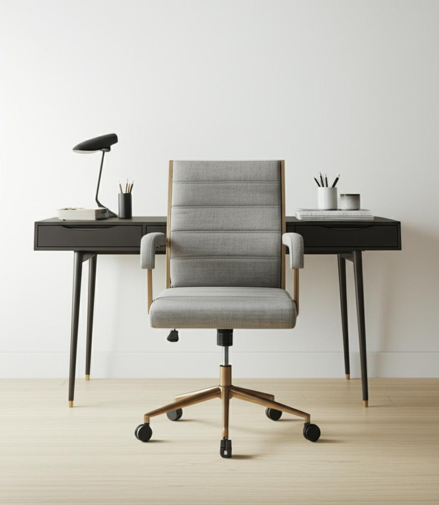 Gray and Bronze Adjustable Height Swivel Rolling Office Chair