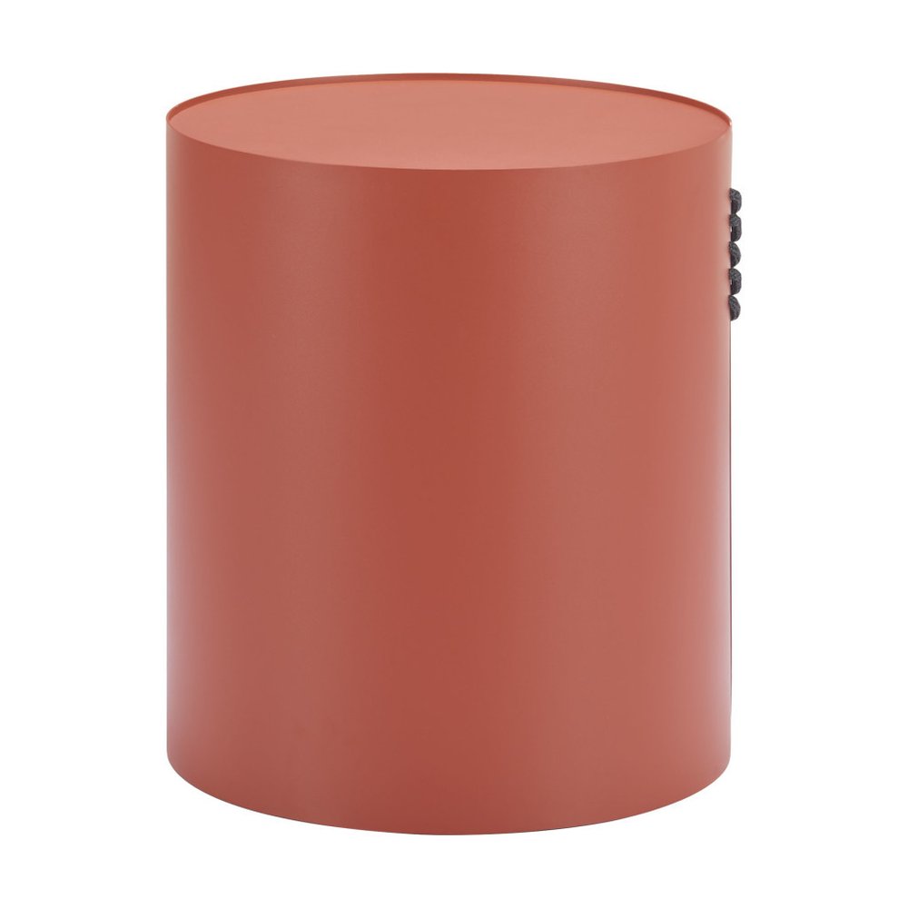 19" Brown Aluminum Round Drum End Table