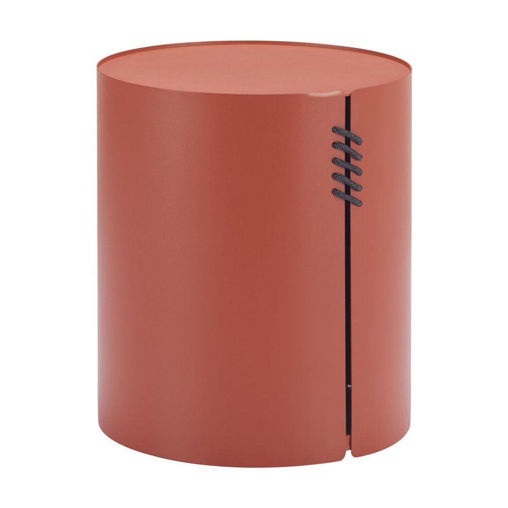 19" Brown Aluminum Round Drum End Table