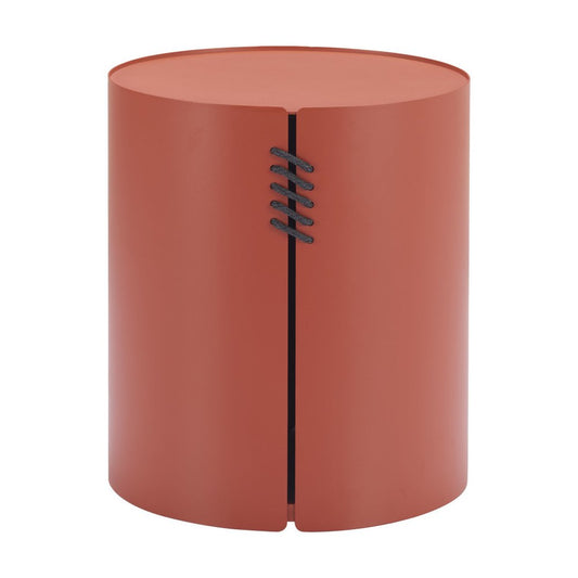 19" Brown Aluminum Round Drum End Table