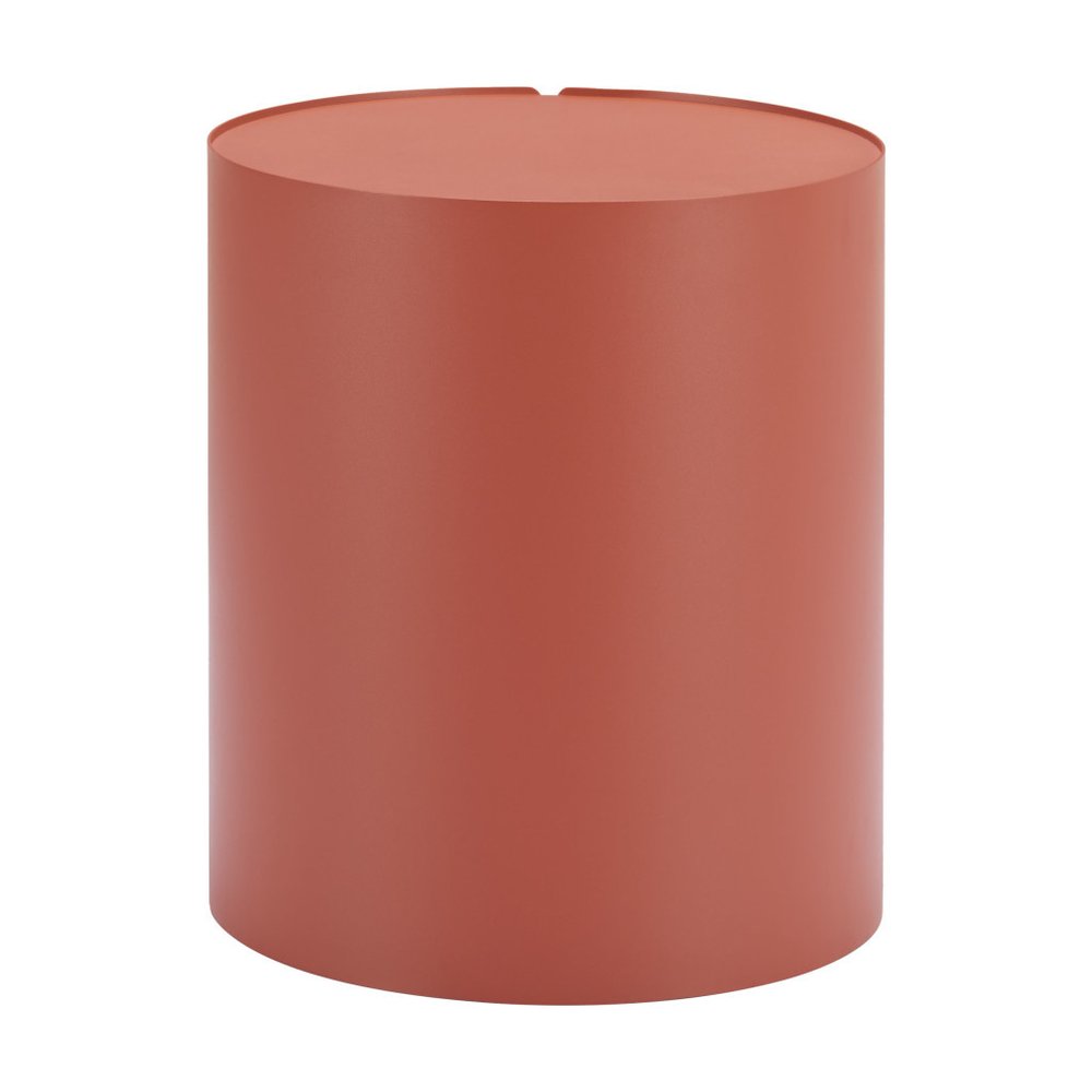 19" Brown Aluminum Round Drum End Table