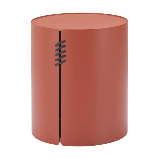 19" Brown Aluminum Round Drum End Table