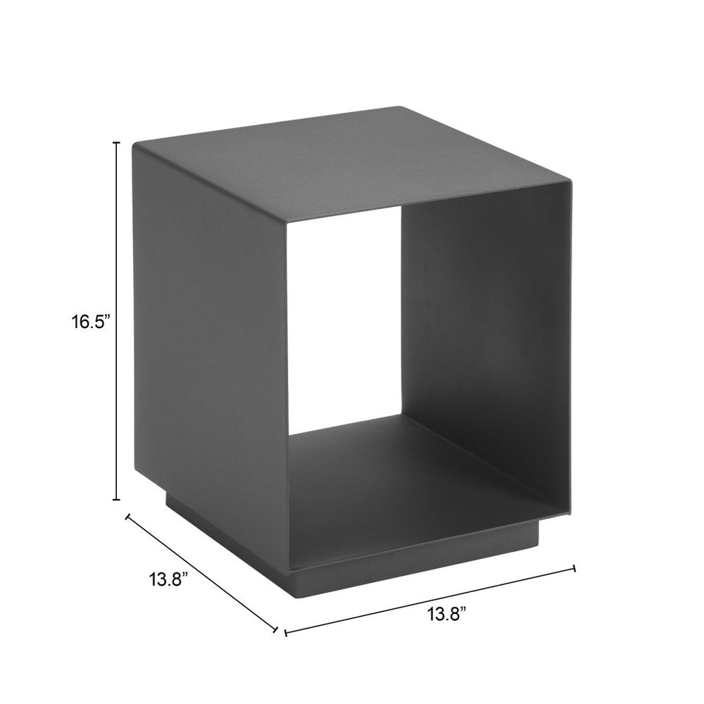 17" Charcoal Aluminum Square End Table With Shelf