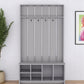 68" Gray Wood Four Hook Coat And Shoe Rack