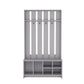 68" Gray Wood Four Hook Coat And Shoe Rack