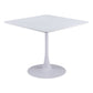 36" White Wood and Steel Pedestal Base Square Dining Table