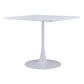 36" White Wood and Steel Pedestal Base Square Dining Table