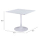 36" White Wood and Steel Pedestal Base Square Dining Table