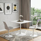 36" White Wood and Steel Pedestal Base Square Dining Table