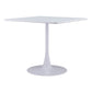 36" White Wood and Steel Pedestal Base Square Dining Table