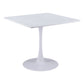 36" White Wood and Steel Pedestal Base Square Dining Table