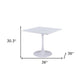 36" White Wood and Steel Pedestal Base Square Dining Table