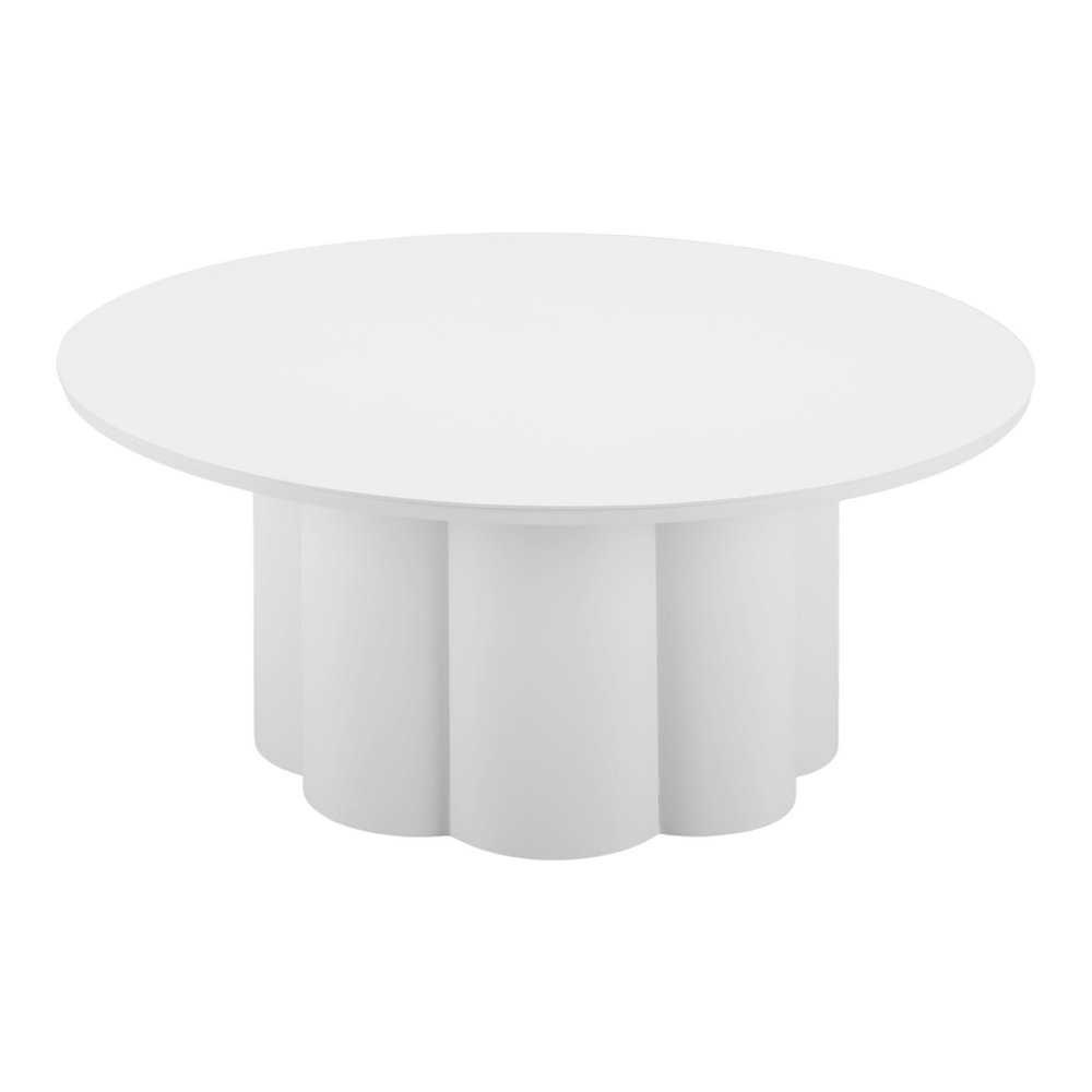 34" White Rounded Aluminum Outdoor Coffee Table