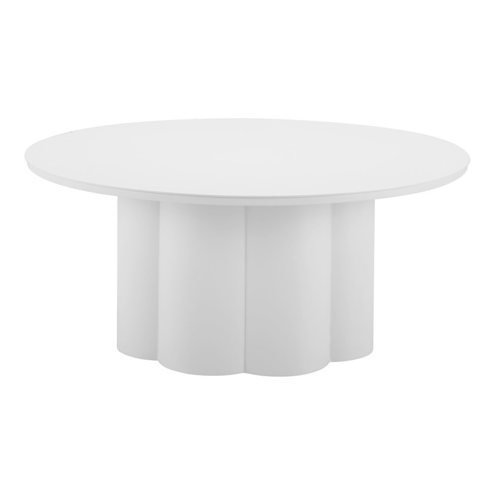 34" White Rounded Aluminum Outdoor Coffee Table