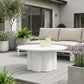 34" White Rounded Aluminum Outdoor Coffee Table