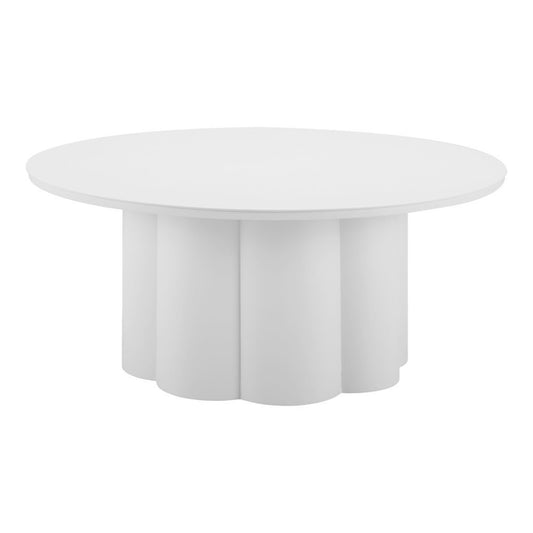34" White Rounded Aluminum Outdoor Coffee Table