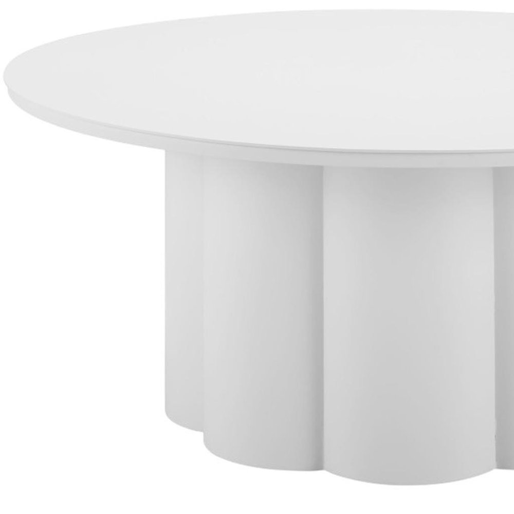 34" White Rounded Aluminum Outdoor Coffee Table