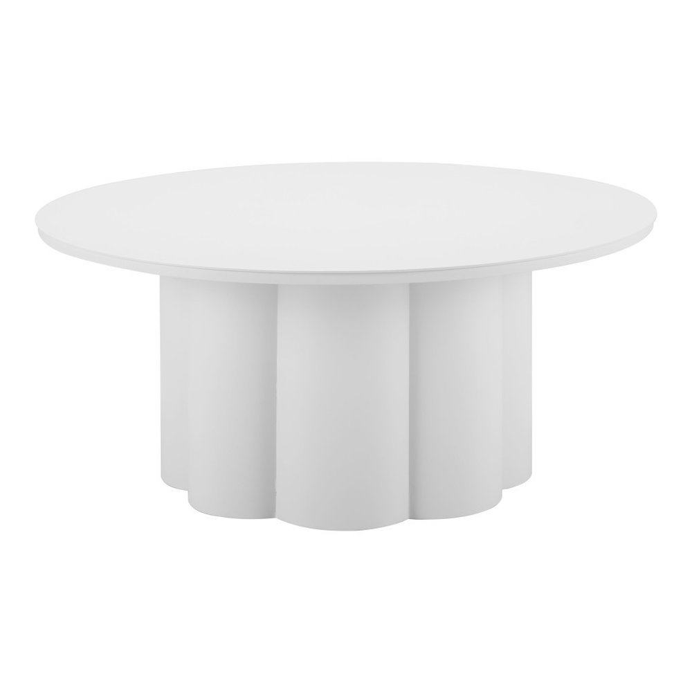 34" White Rounded Aluminum Outdoor Coffee Table