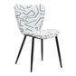 Set of Two White and Black Upholstered Faux Shearling Dining Side Chairs