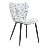 Set of Two White and Black Upholstered Faux Shearling Dining Side Chairs