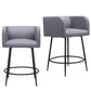 Set of Two 27" Gray and Black Fabric and Steel Counter Height Bar Chairs