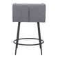 Set of Two 27" Gray and Black Fabric and Steel Counter Height Bar Chairs