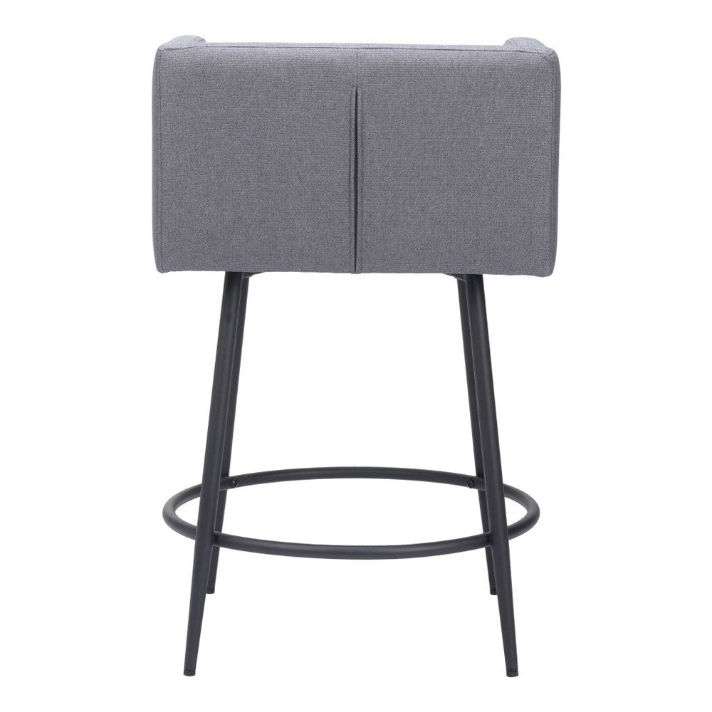 Set of Two 27" Gray and Black Fabric and Steel Counter Height Bar Chairs