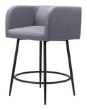 Set of Two 27" Gray and Black Fabric and Steel Counter Height Bar Chairs