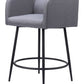 Set of Two 27" Gray and Black Fabric and Steel Counter Height Bar Chairs