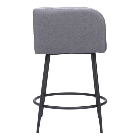 Set of Two 27" Gray and Black Fabric and Steel Counter Height Bar Chairs