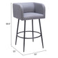 Set of Two 31" Gray and Black Fabric and Steel Bar Height Bar Chairs