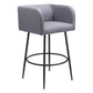 Set of Two 31" Gray and Black Fabric and Steel Bar Height Bar Chairs