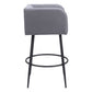 Set of Two 31" Gray and Black Fabric and Steel Bar Height Bar Chairs