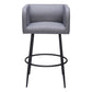 Set of Two 31" Gray and Black Fabric and Steel Bar Height Bar Chairs
