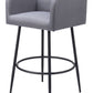 Set of Two 31" Gray and Black Fabric and Steel Bar Height Bar Chairs