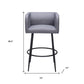 Set of Two 31" Gray and Black Fabric and Steel Bar Height Bar Chairs