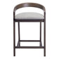 Set of Two 25" Gray and Espresso Fabric and Solid Wood Low Back Counter Height Bar Chairs
