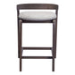 Set of Two 25" Gray and Espresso Fabric and Solid Wood Low Back Counter Height Bar Chairs