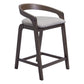 Set of Two 25" Gray and Espresso Fabric and Solid Wood Low Back Counter Height Bar Chairs