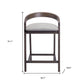Set of Two 25" Gray and Espresso Fabric and Solid Wood Low Back Counter Height Bar Chairs