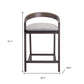 Set of Two 25" Gray and Espresso Fabric and Solid Wood Low Back Counter Height Bar Chairs
