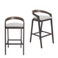 Set of Two 31" Gray and Espresso Fabric and Solid Wood Low Back Bar Height Bar Chairs