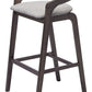 Set of Two 31" Gray and Espresso Fabric and Solid Wood Low Back Bar Height Bar Chairs
