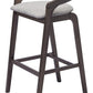 Set of Two 31" Gray And Espresso Fabric And Solid Wood Low Back Bar Height Bar Chairs