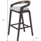 Set of Two 31" Gray and Espresso Fabric and Solid Wood Low Back Bar Height Bar Chairs