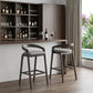 Set of Two 31" Gray and Espresso Fabric and Solid Wood Low Back Bar Height Bar Chairs