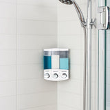White Heavy Duty Plastic Three Chamber Wall Mount Soap Dispenser