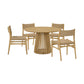 Five Piece Oak Round Dining Set with Four Chairs