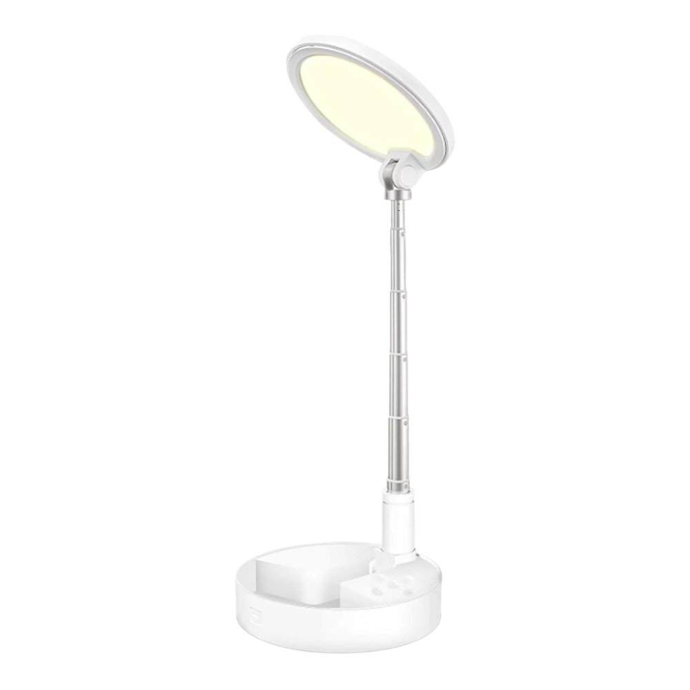 22" White Metal And Plastic Adjustable Portable Desk Lamp LED With Phone Clamp