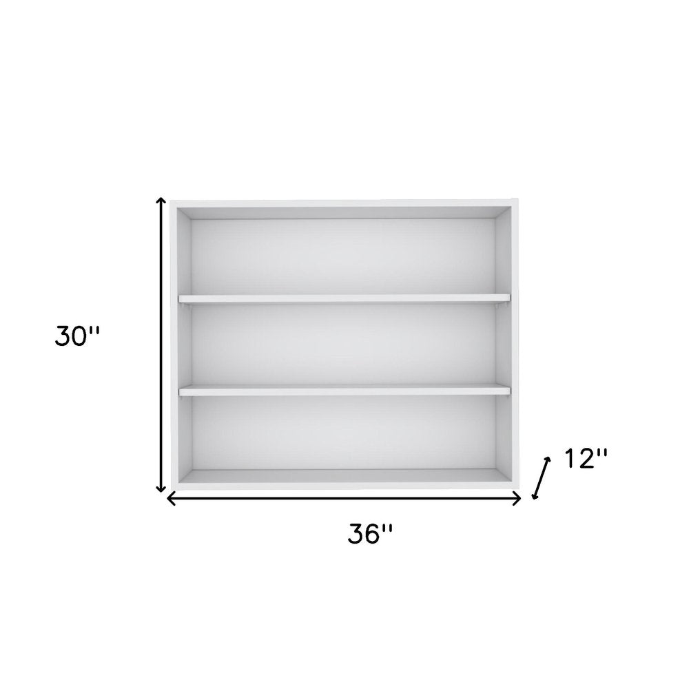 36" White Wood Three Tier Wall Mounted Floating Shelf